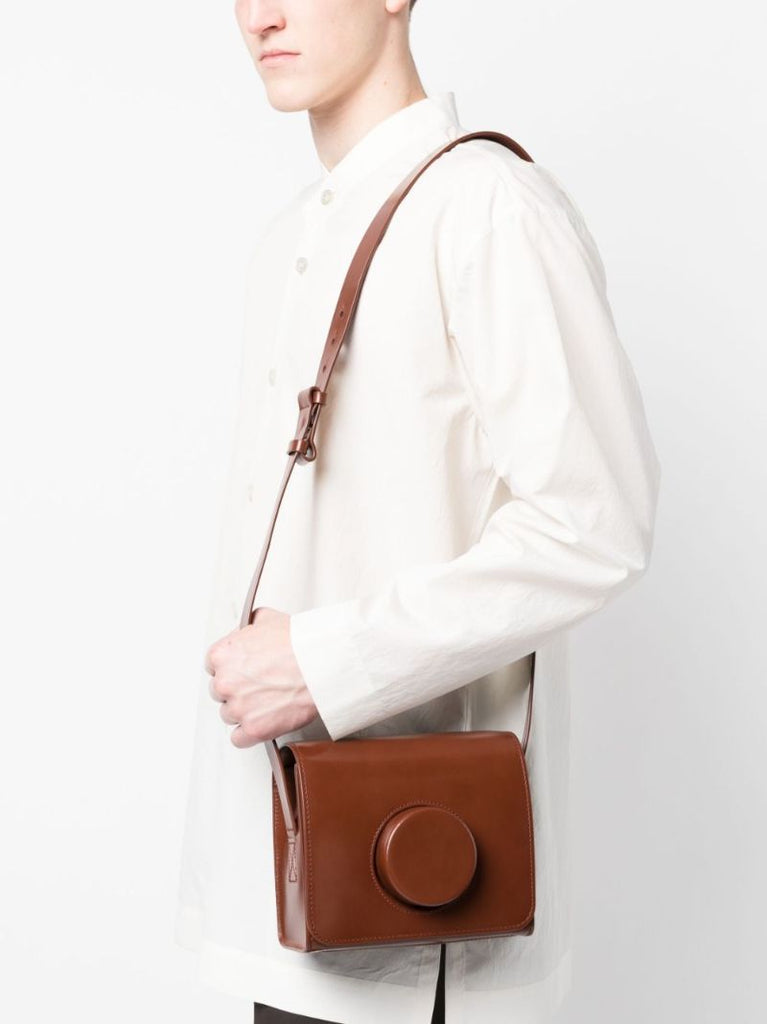 Brown Camera Leather Shoulder Bag