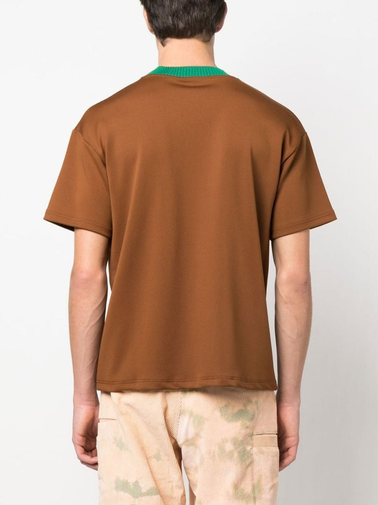 Brown Embroidered Logo T-shirt