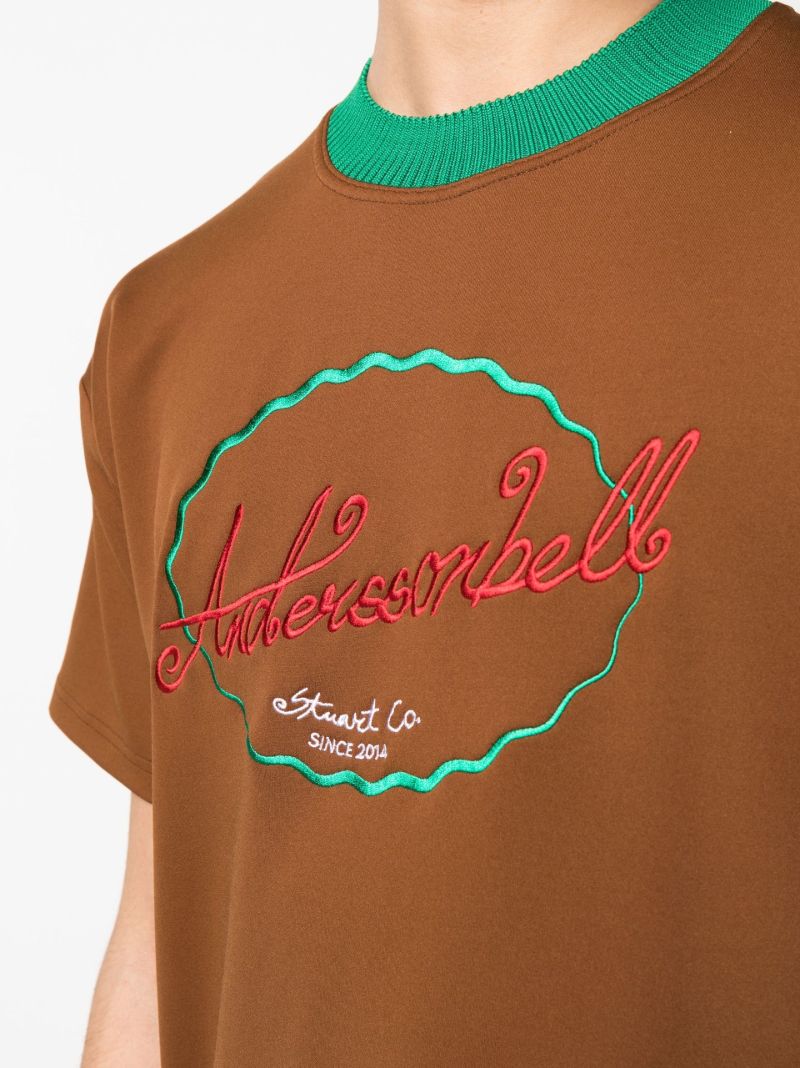 Brown Embroidered Logo T-shirt