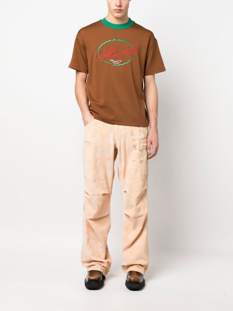 Brown Embroidered Logo T-shirt