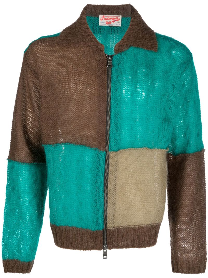 Multicolour Colour-block Zipped Cardigan