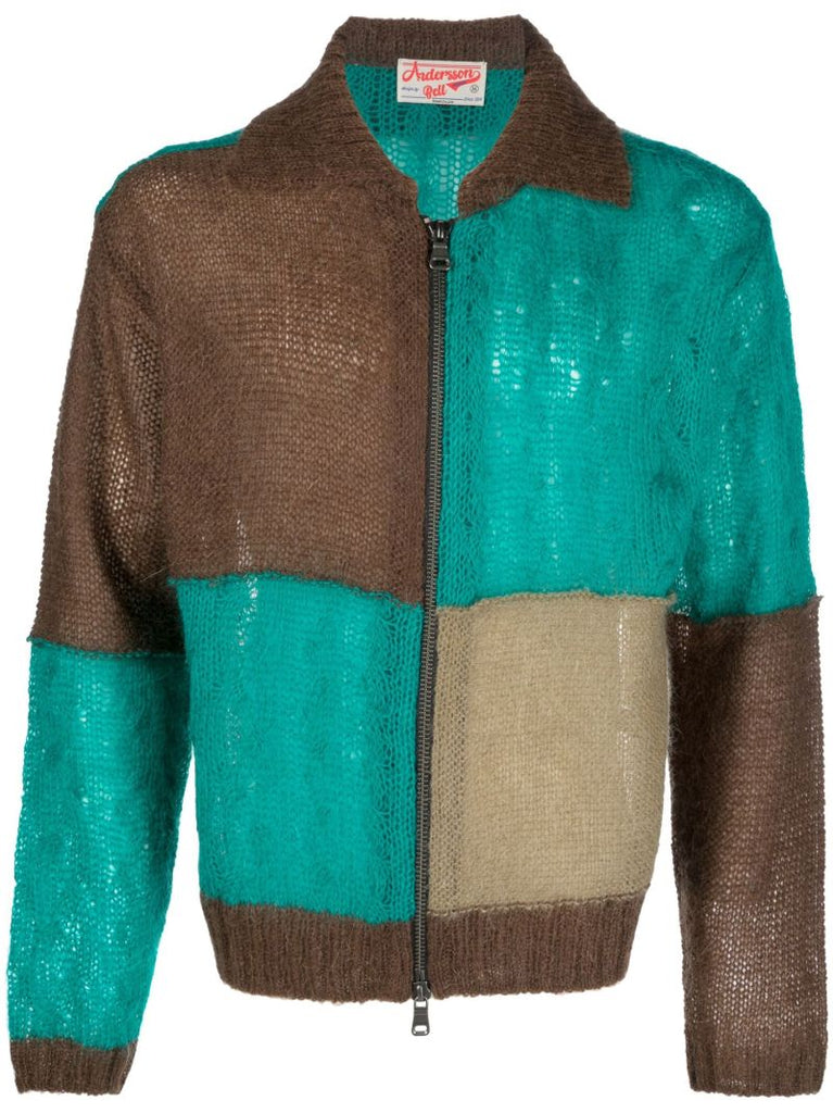 Multicolour Colour-block Zipped Cardigan