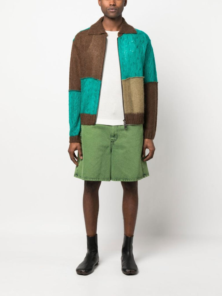 Multicolour Colour-block Zipped Cardigan