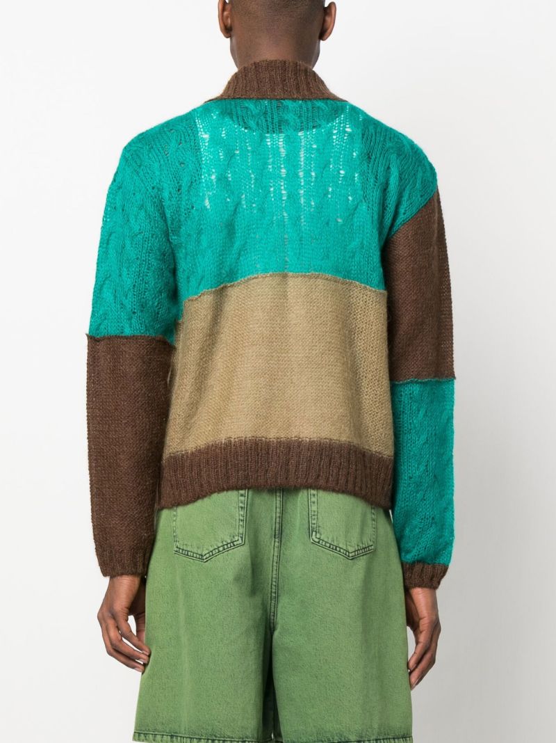Multicolour Colour-block Zipped Cardigan