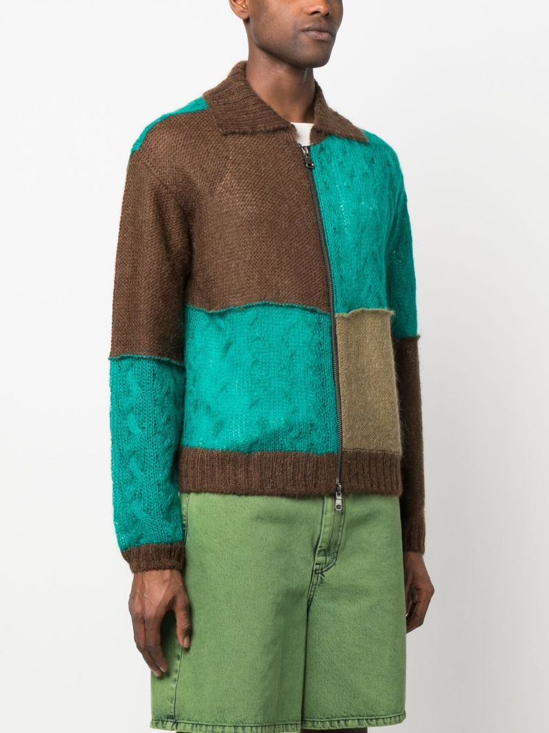 Multicolour Colour-block Zipped Cardigan