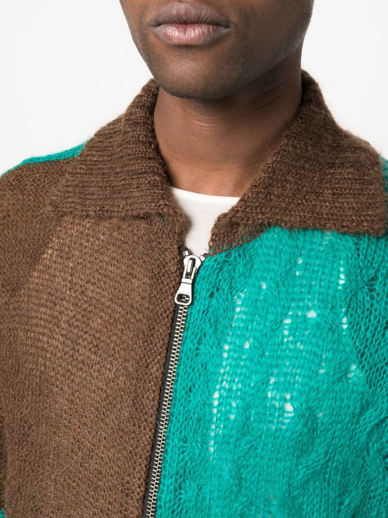 Multicolour Colour-block Zipped Cardigan