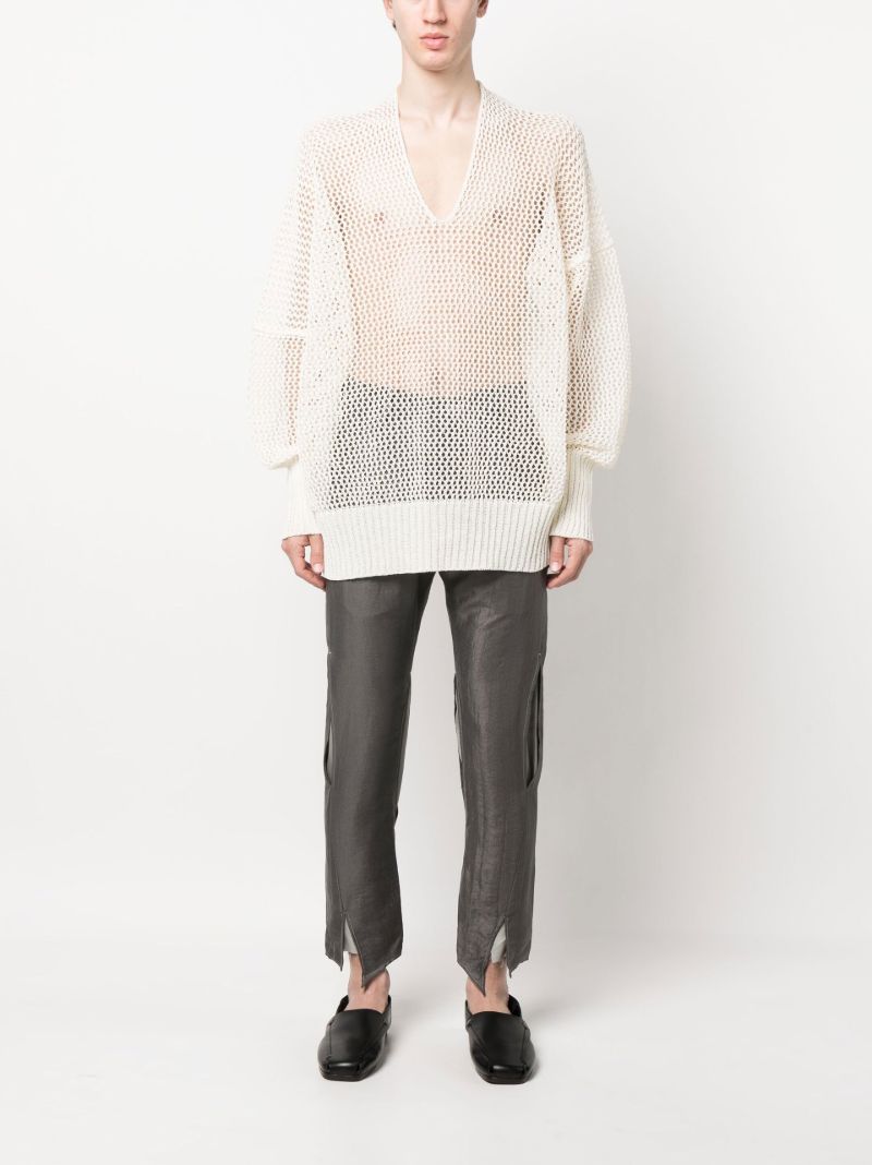 Grey Slit Slim Trousers