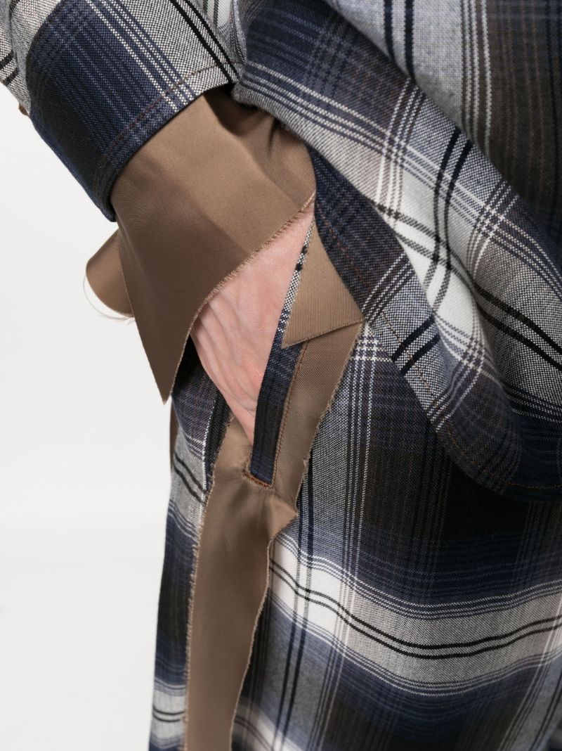Blue Slash Plaid Print Trousers