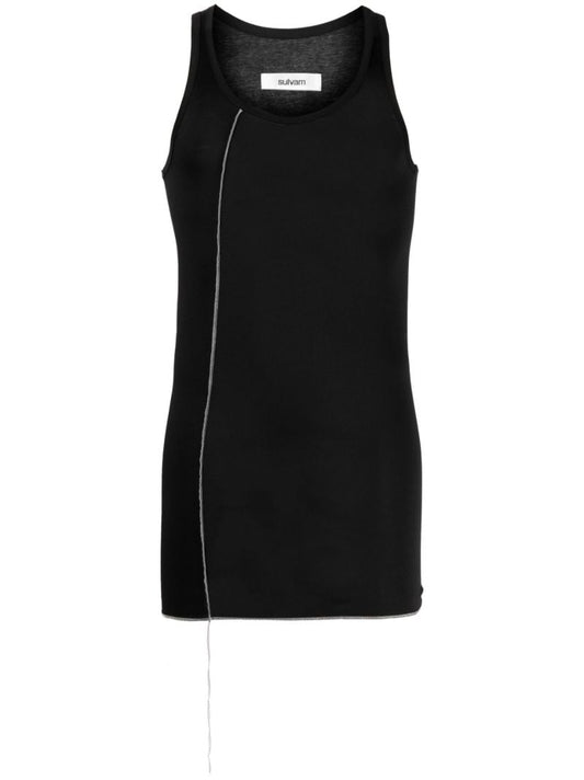 Black Longline Cotton Tank Top