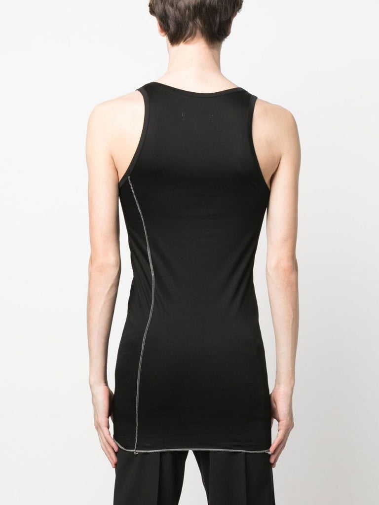 Black Longline Cotton Tank Top