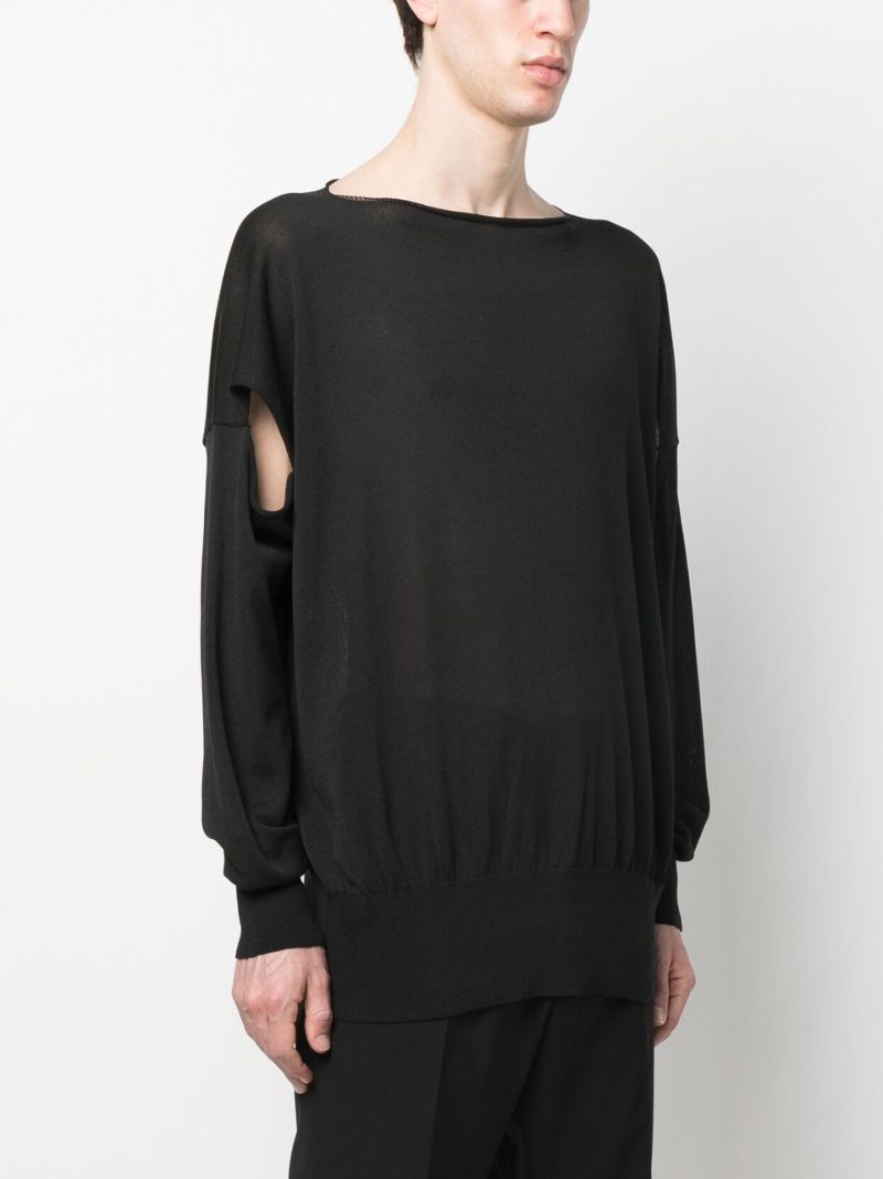 Grey Cut-out Fine-knit Sweater