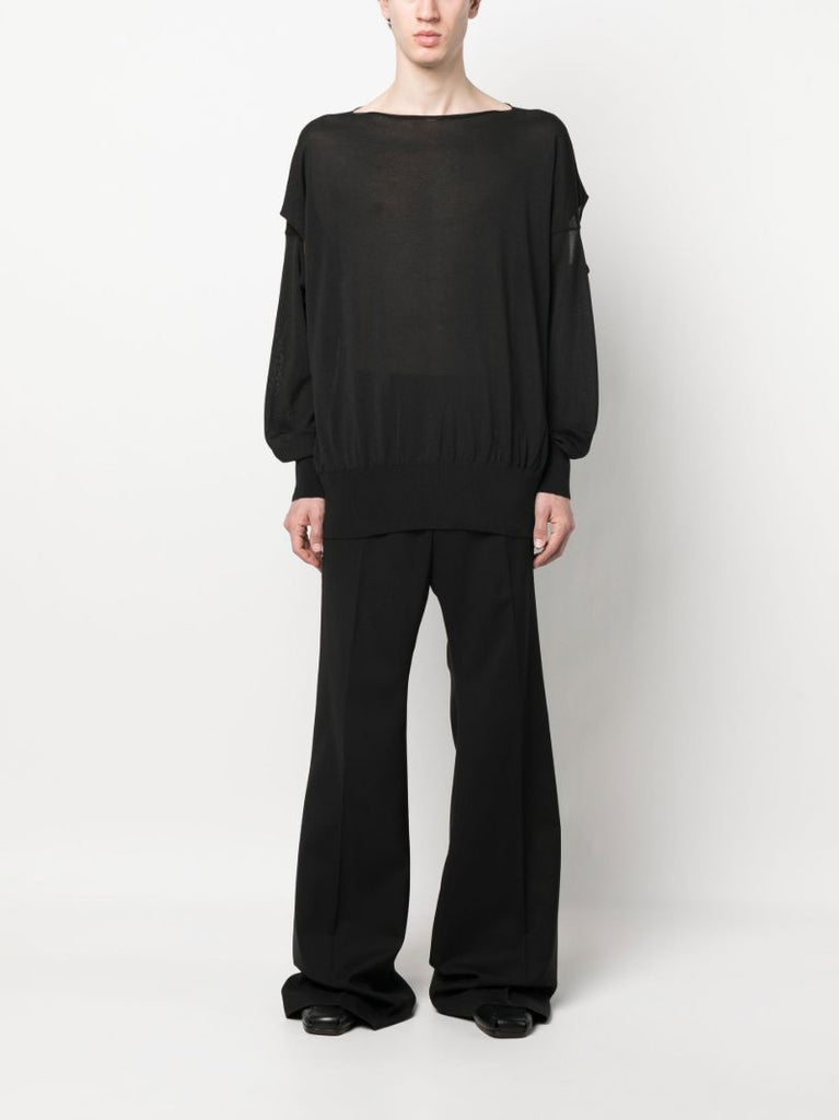 Grey Cut-out Fine-knit Sweater