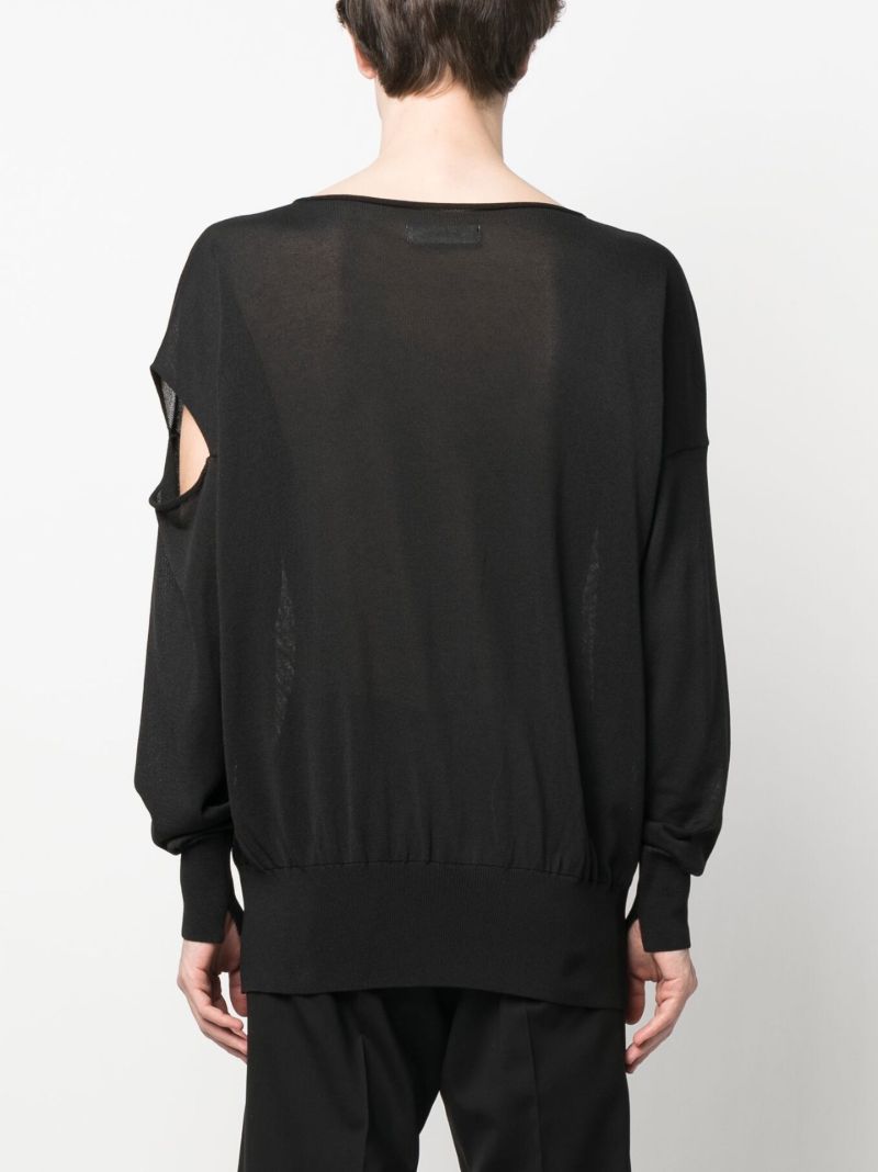 Grey Cut-out Fine-knit Sweater