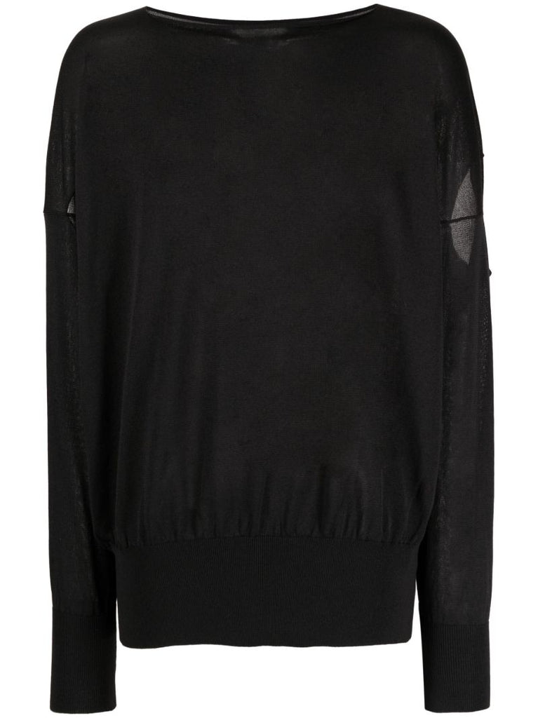 Grey Cut-out Fine-knit Sweater