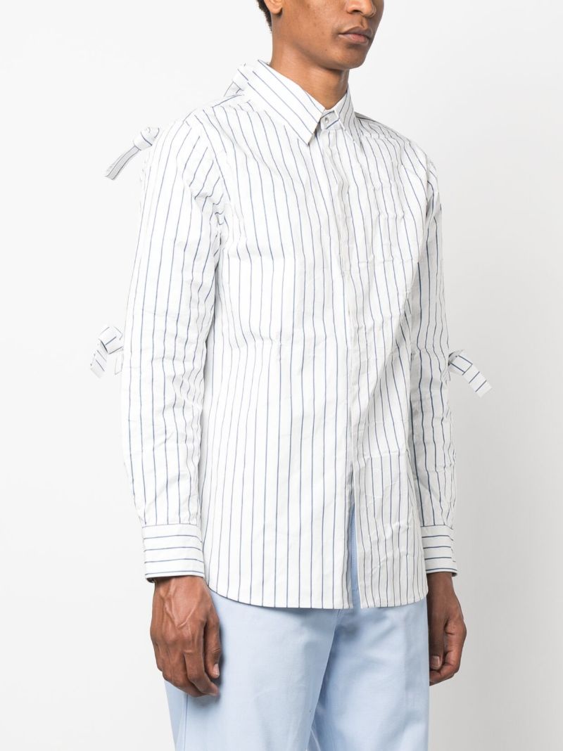 White Metal Stripe Knot Detail Shirt