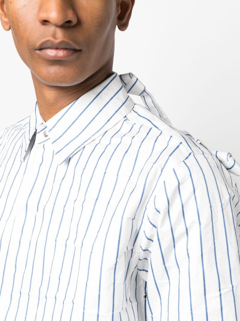 White Metal Stripe Knot Detail Shirt