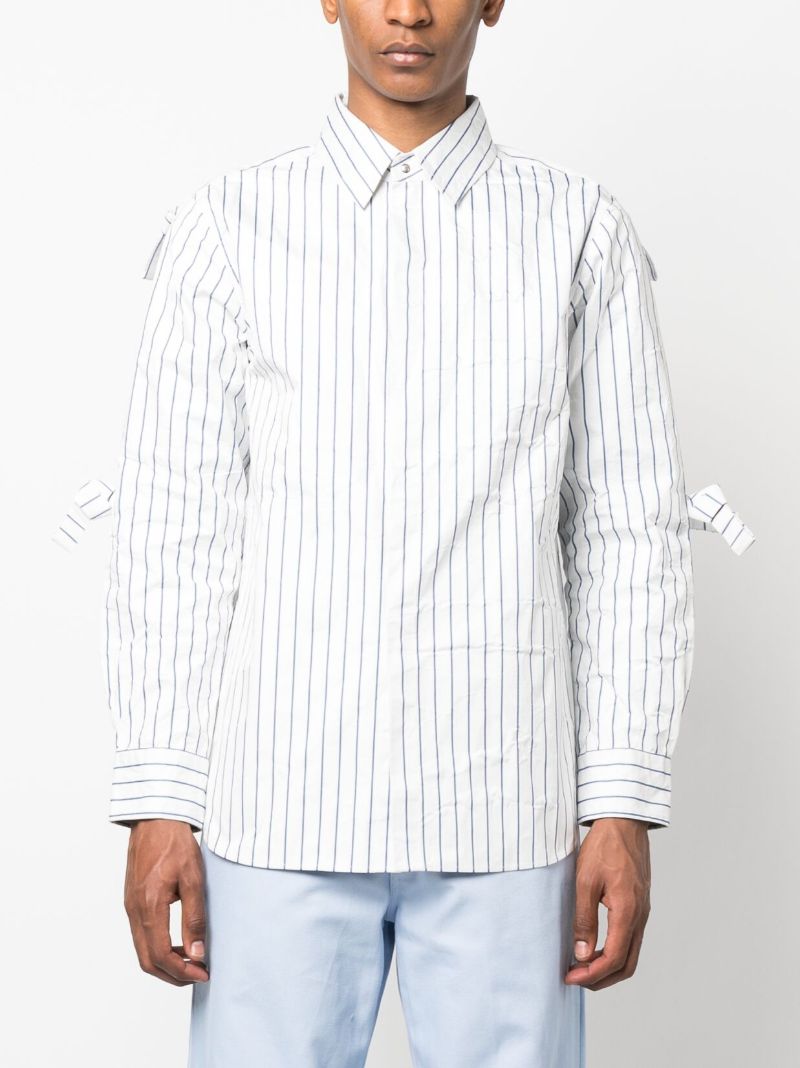 White Metal Stripe Knot Detail Shirt