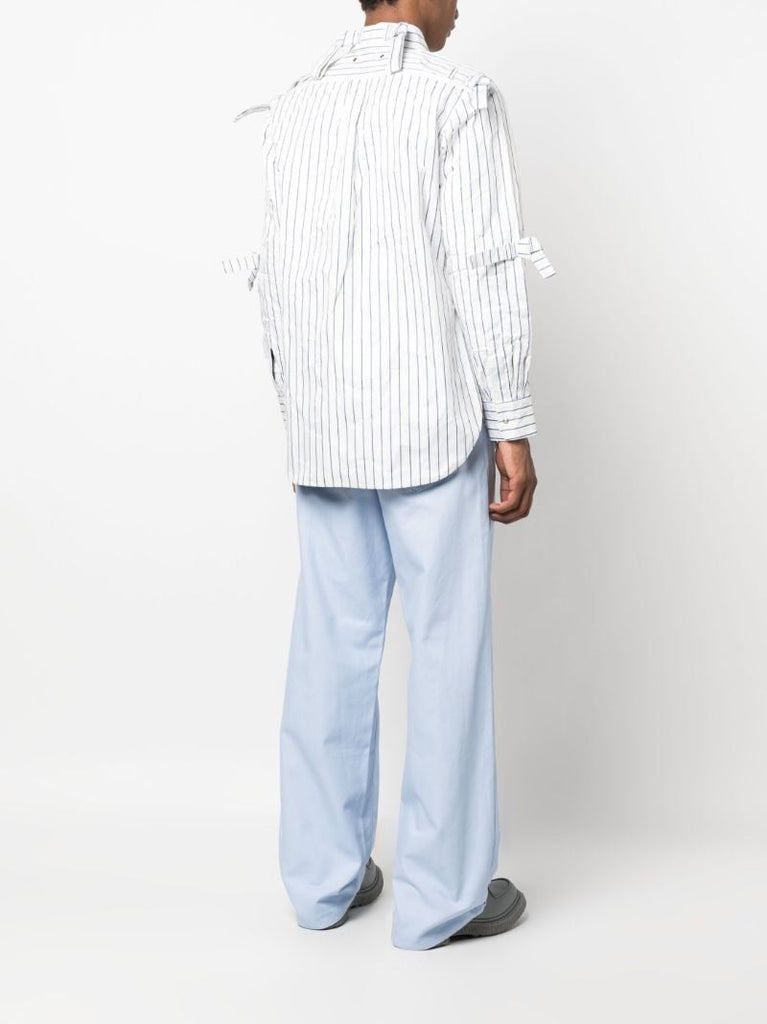 White Metal Stripe Knot Detail Shirt