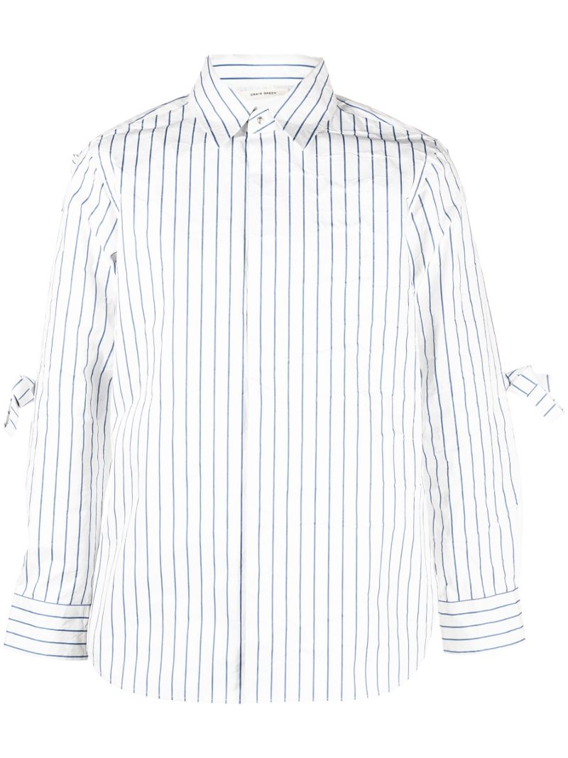 White Metal Stripe Knot Detail Shirt