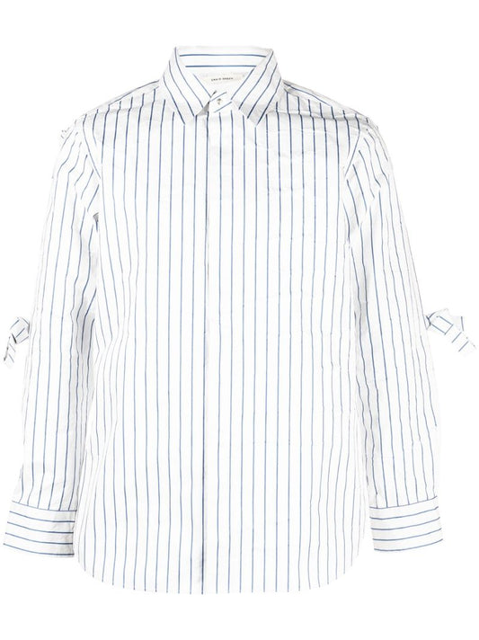 White Metal Stripe Knot Detail Shirt