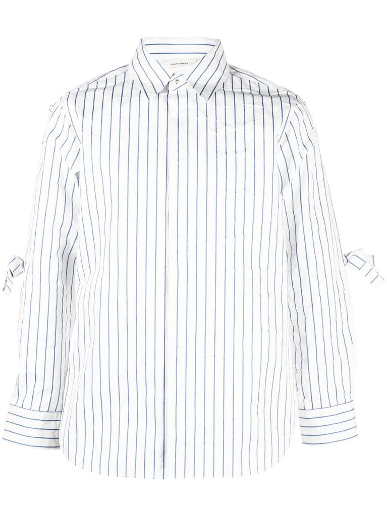 White Metal Stripe Knot Detail Shirt