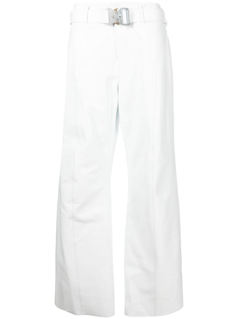White Buckled Leather Trousers