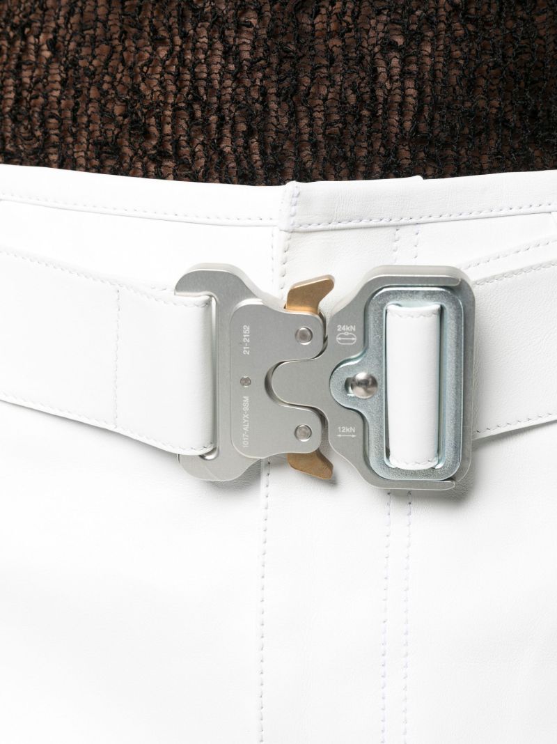 White Buckled Leather Trousers