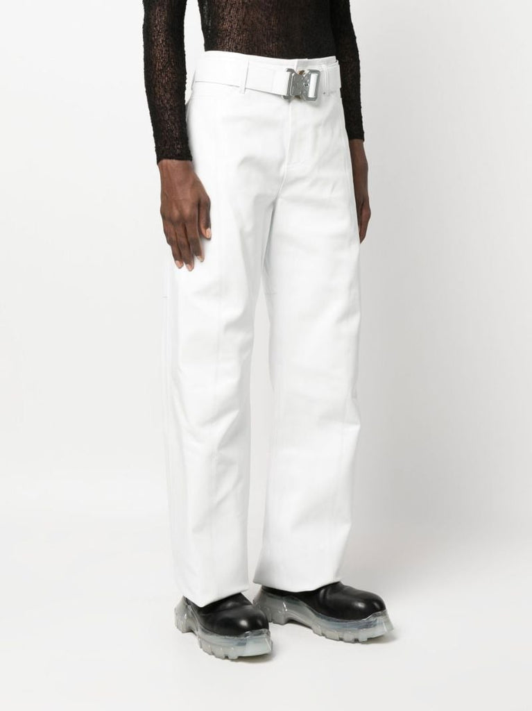 White Buckled Leather Trousers