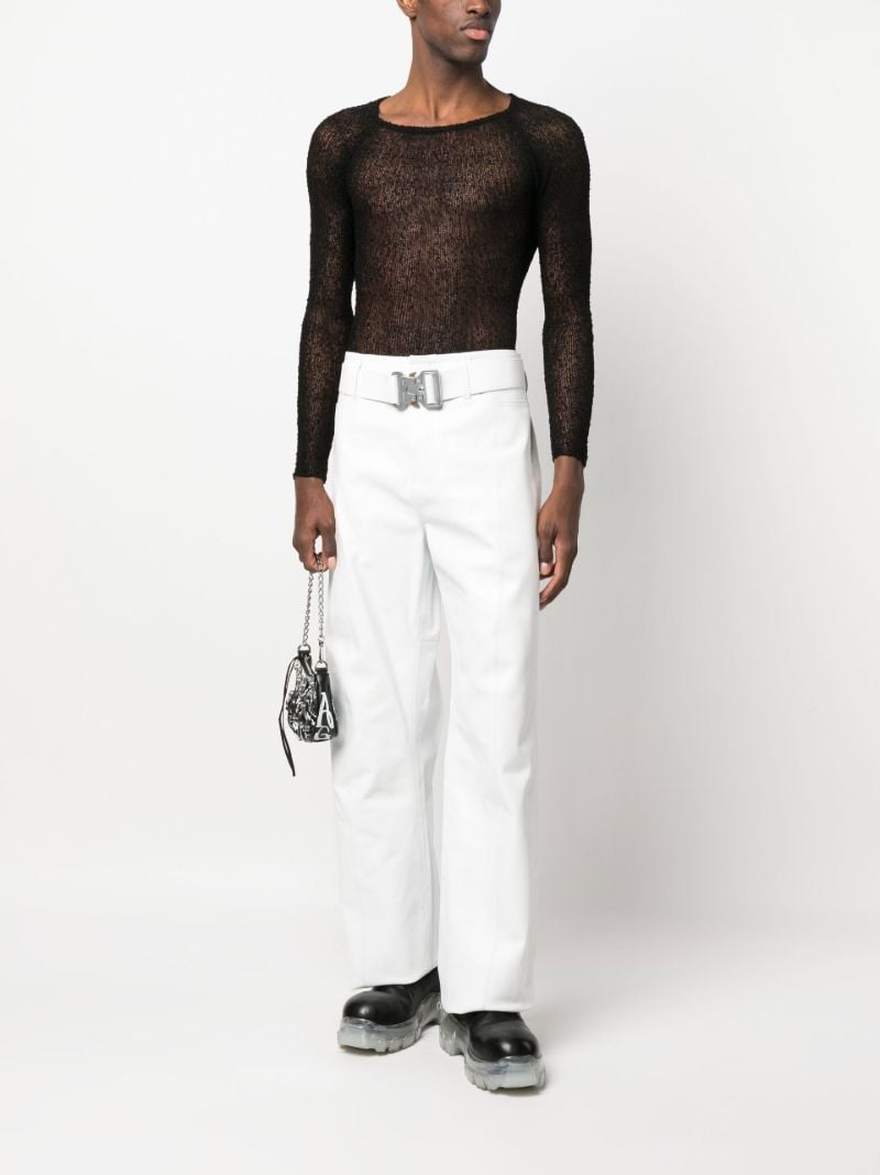 White Buckled Leather Trousers