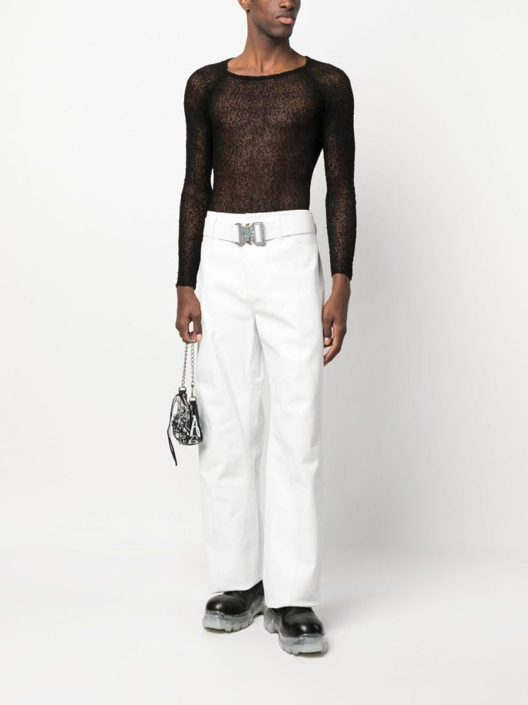 White Buckled Leather Trousers