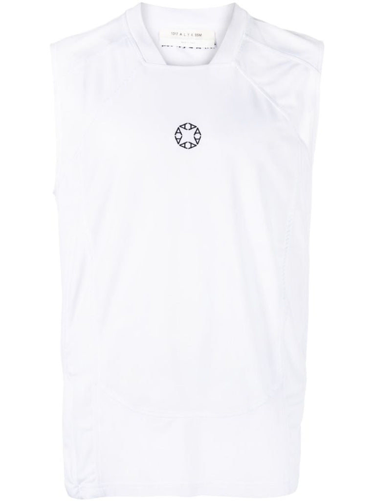 White Logo Print Top