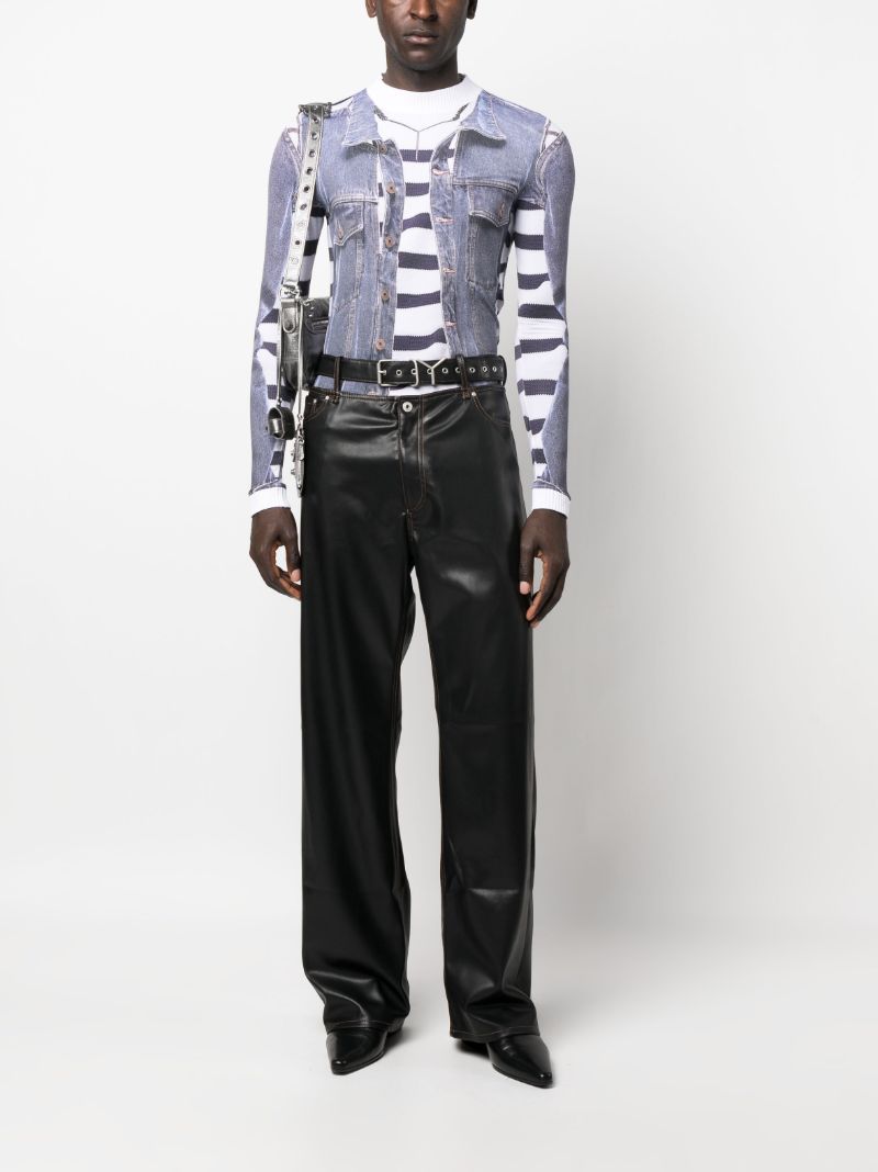 Blue Trompe L'oeil-print T-shirt
