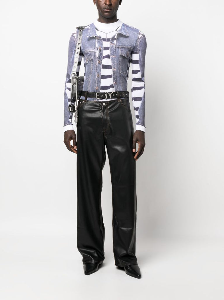 Blue Trompe L'oeil-print T-shirt