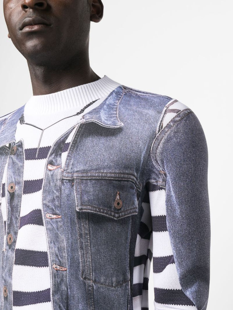 Blue Trompe L'oeil-print T-shirt