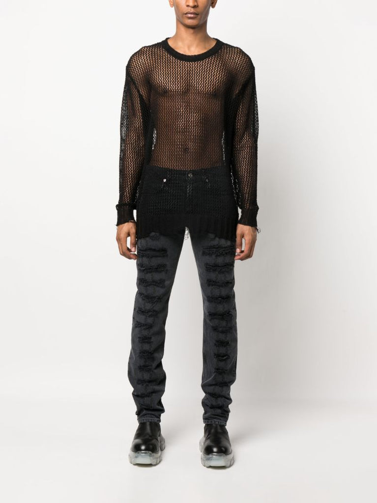 Black Slashed Skinny Jeans