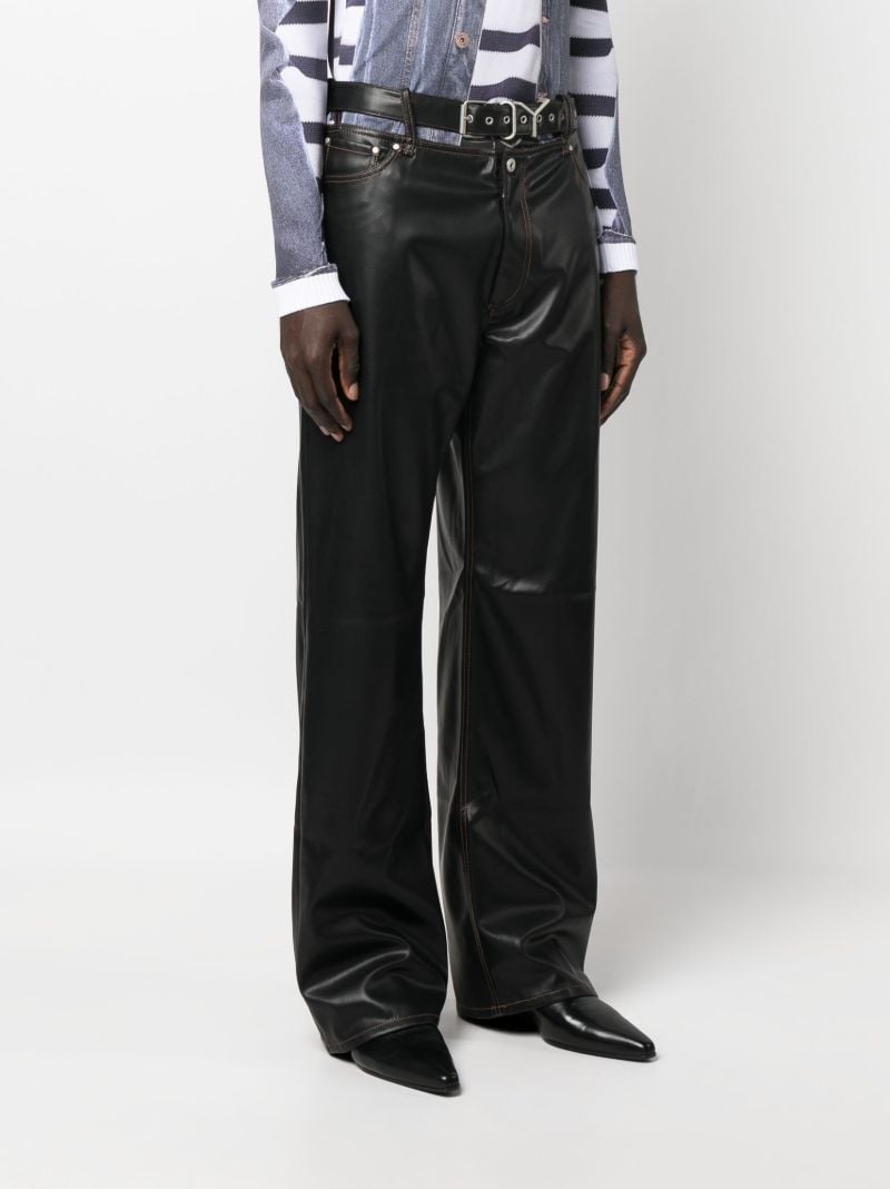 Black Cut-out Faux Leather Wide-leg Trousers