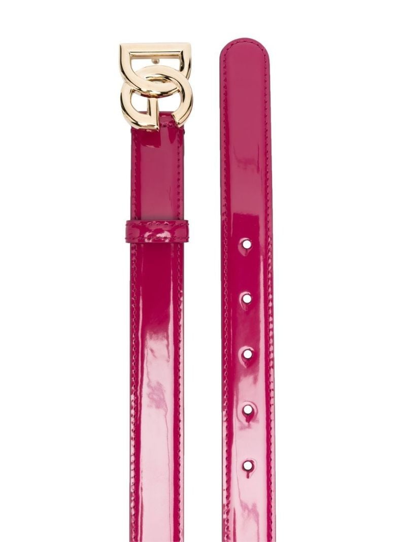 Pink Logo Buckle Leather Belt