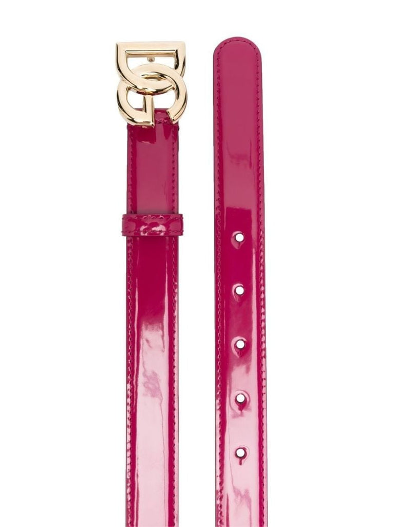 Pink Logo Buckle Leather Belt