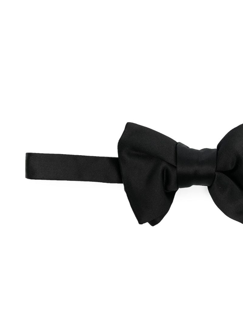Black Silk Satin Bow Tie
