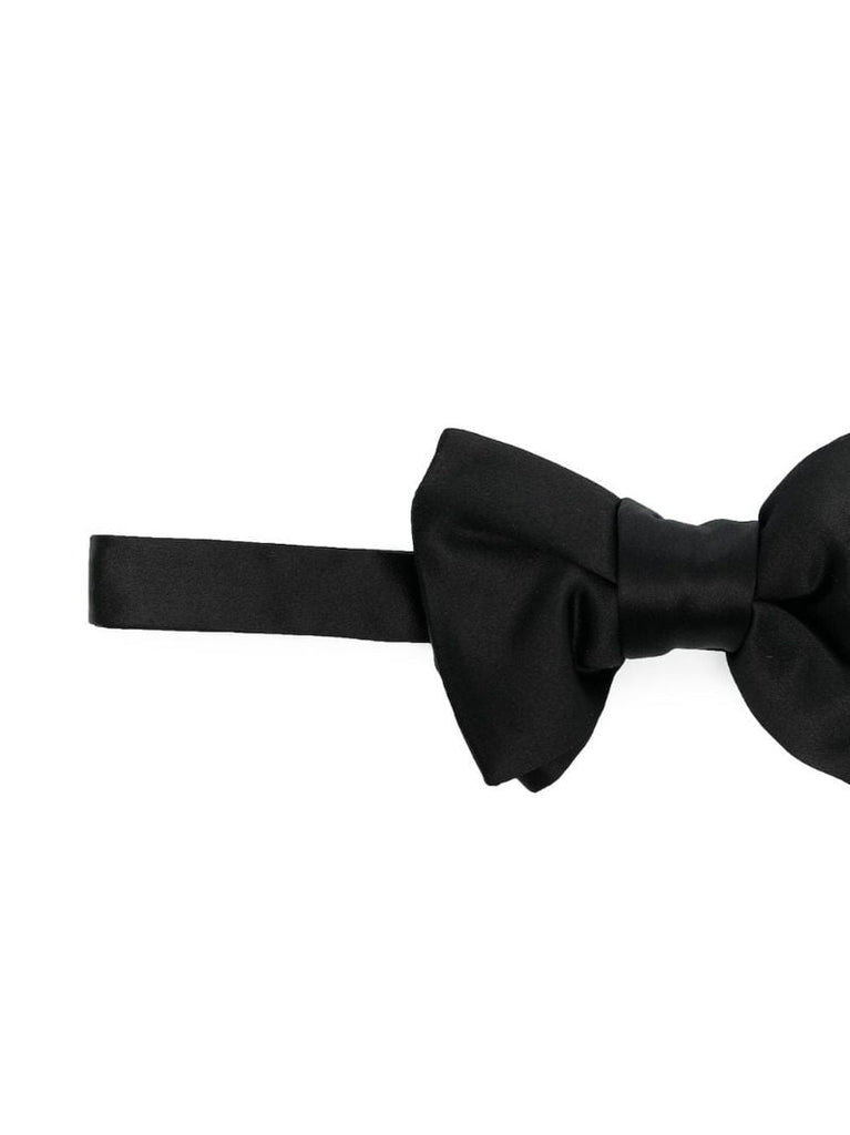 Black Silk Satin Bow Tie
