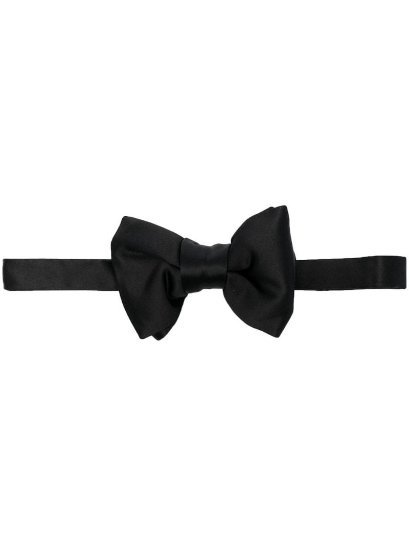Black Silk Satin Bow Tie