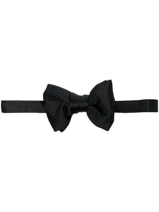 Black Silk Satin Bow Tie