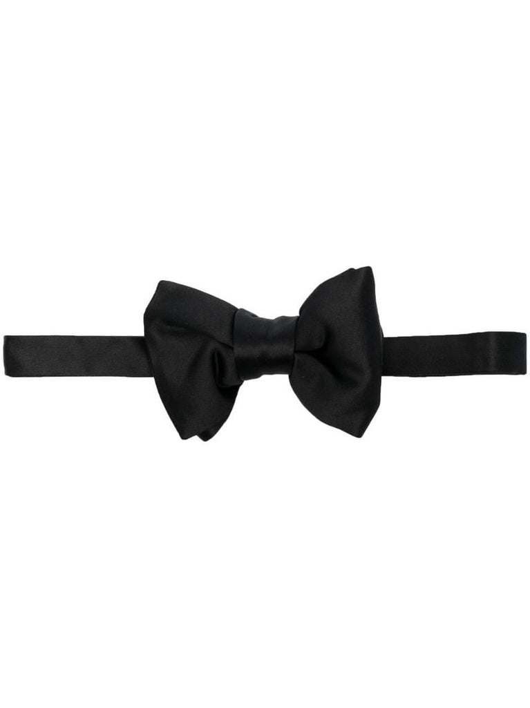 Black Silk Satin Bow Tie