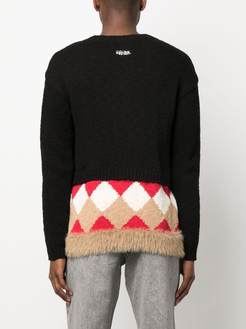 Black Argyle V-neck Sweater