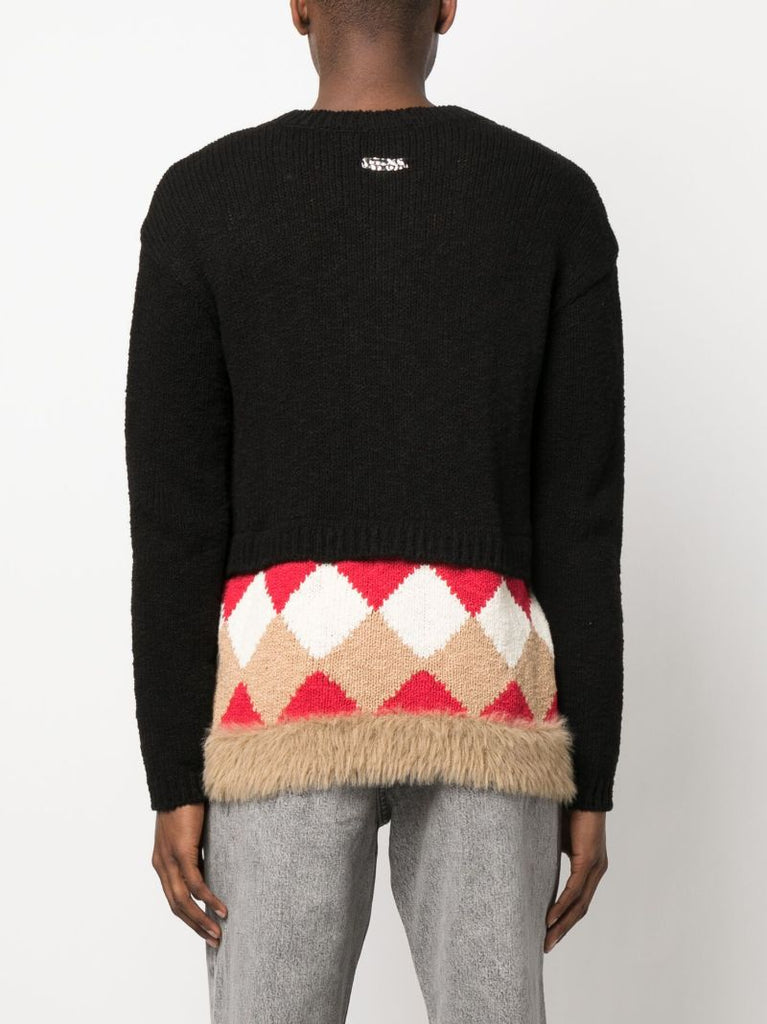 Black Argyle V-neck Sweater