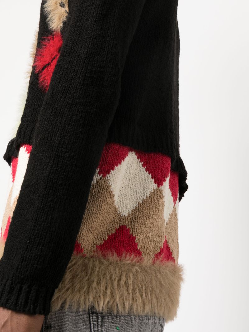 Black Argyle V-neck Sweater