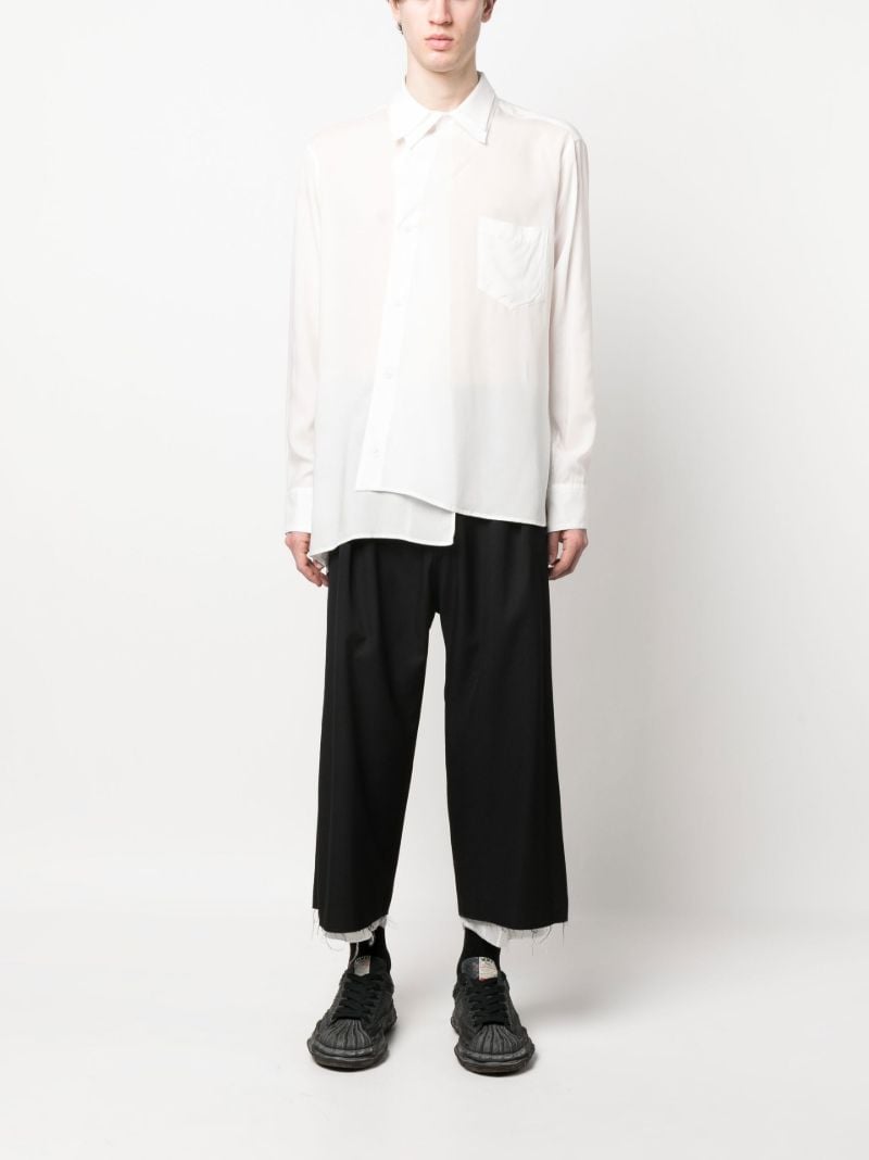 Black Cropped Wide Leg Wool Trousers