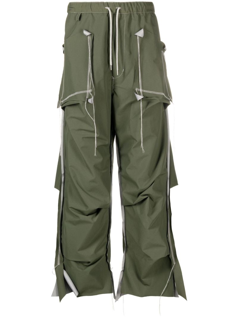 Green Draped Wide Leg Trousers