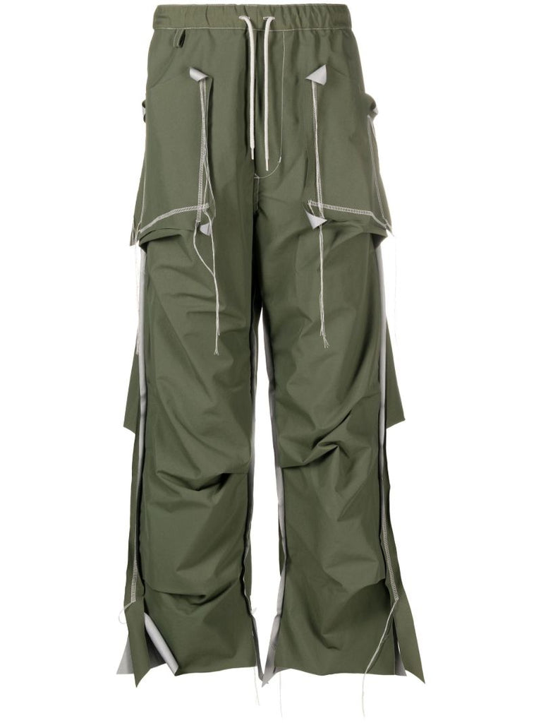 Green Draped Wide Leg Trousers