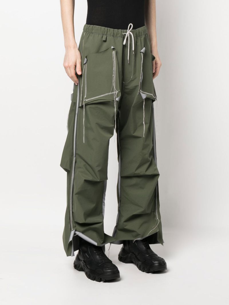 Green Draped Wide Leg Trousers